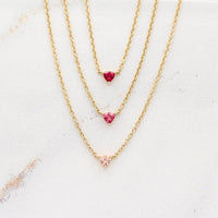 Necklace 14k Yellow Gold The January Tiny Trillion Birthstone Necklace with Padparadscha Sapphire in Yellow Gold