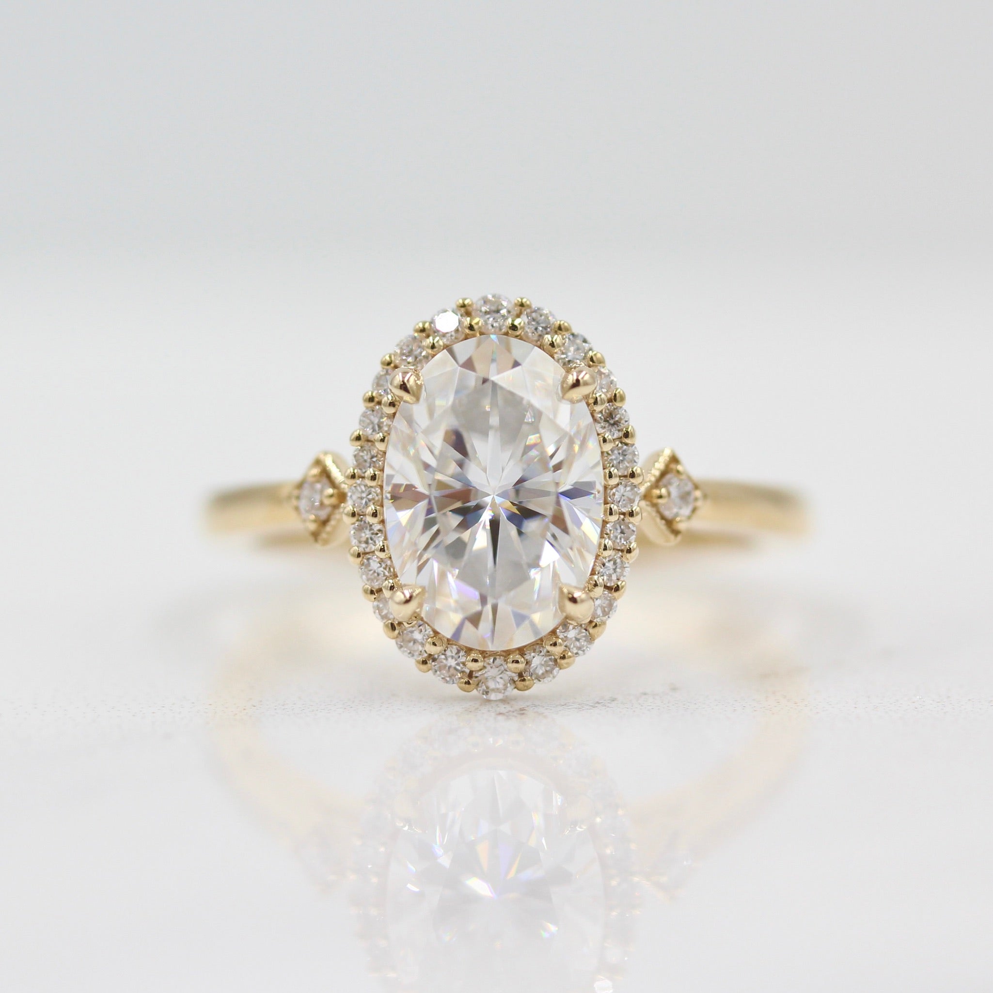 14K White Gold Oval Center Three Stone Engagement Ring – Fernbaugh's  Jewelers